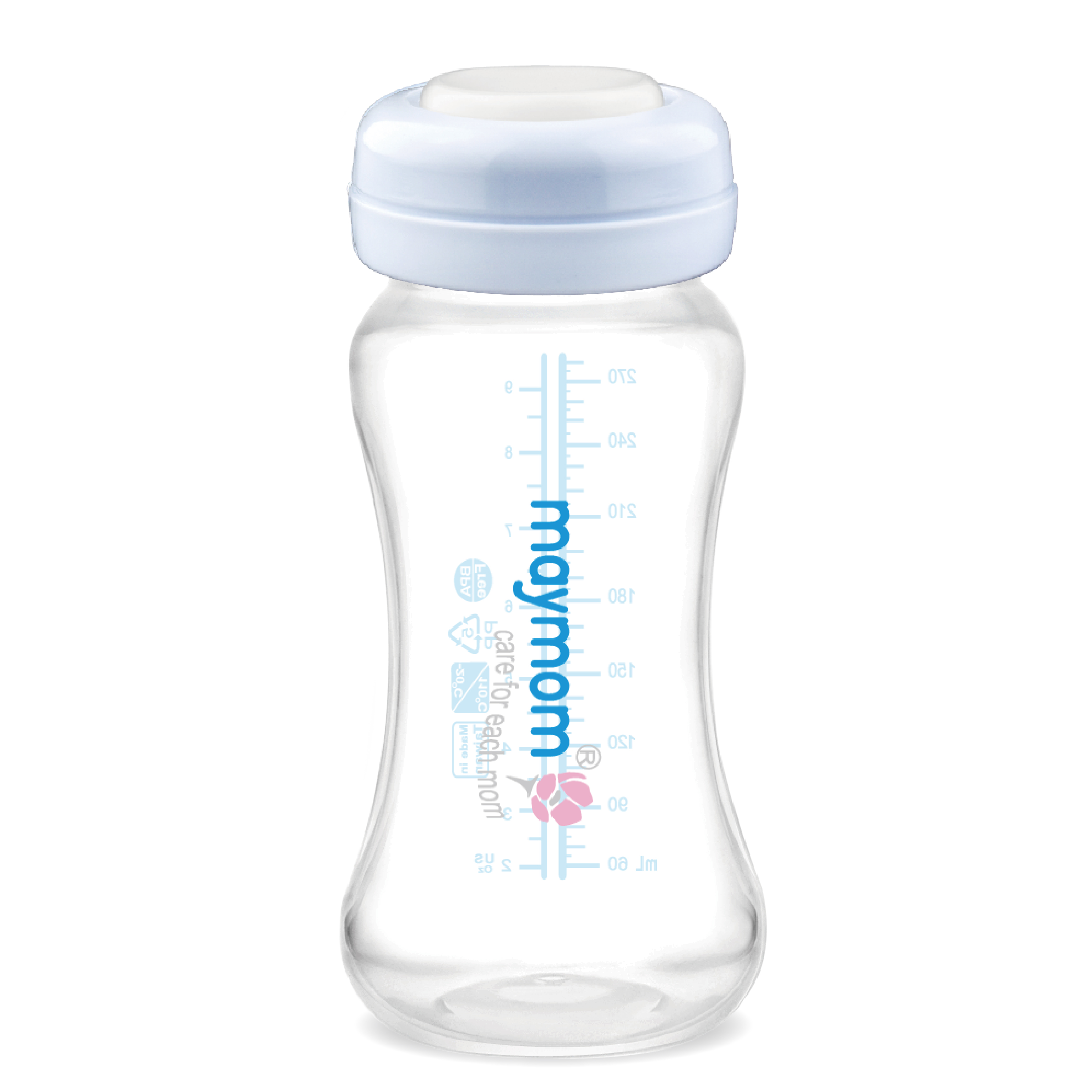 (image for) Maymom wide-mouth bottle for Avent/Spectra flange with SureSeal silicone disk, 280mL, 1 Pc